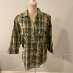 Christopher and Banks three-quarter sleeve plaid shirt never worn size large